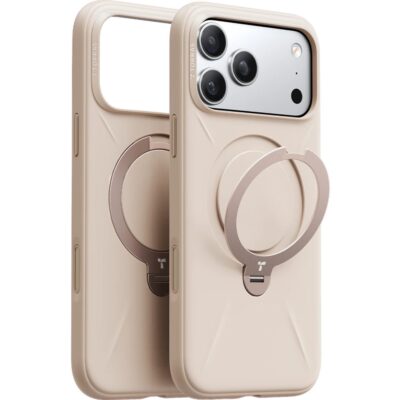 Torras iPhone 17 Pro Max O Stand Spin Silicone Serisi Magsafe Kılıf - Krem