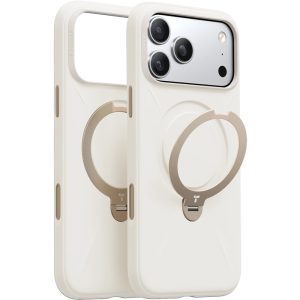 Torras Apple iPhone 17 Pro Max O Stand Spin Silicone Serisi Magsafe Kılıf Beyaz