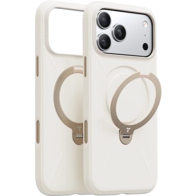 Torras iPhone 17 Pro Max O Stand Spin Silicone Serisi Magsafe Kılıf - Beyaz