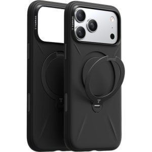 Torras Apple iPhone 17 Pro Max O Stand Spin Silicone Serisi Magsafe Kılıf Siyah