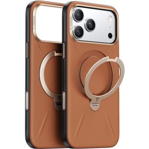 Torras Apple iPhone 17 Pro Max O Stand Spin VegSkin Serisi Magsafe Kılıf Kahverengi