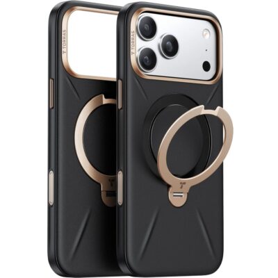 Torras iPhone 17 Pro Max O Stand Spin VegSkin Serisi Magsafe Kılıf - Siyah