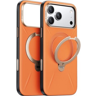 Torras iPhone 17 Pro Max O Stand Spin VegSkin Serisi Magsafe Kılıf - Turuncu