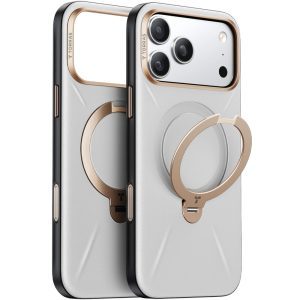 Torras Apple iPhone 17 Pro Max O Stand Spin VegSkin Serisi Magsafe Kılıf Gri