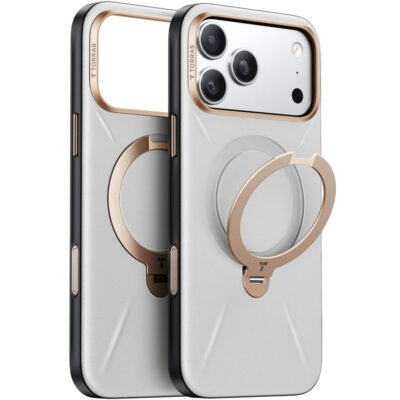 Torras iPhone 17 Pro Max O Stand Spin VegSkin Serisi Magsafe Kılıf - Gri