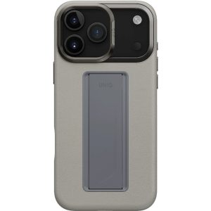 Uniq Apple iPhone 17 Pro Max Heldro Pro Max Standlı Deri Kılıf Gri