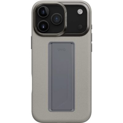 Uniq iPhone 17 Pro Max Heldro Pro Max Standlı Deri Kılıf - Gri