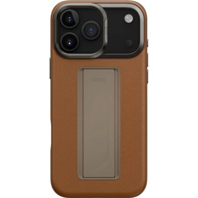 Uniq iPhone 17 Pro Max Heldro Pro Standlı Deri Kılıf - Karamel