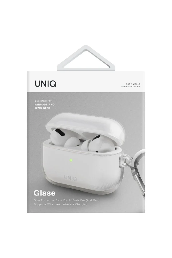 Uniq Airpods Pro 2 (2.nesil) Glase Silikon Kılıf - Şeffaf - Görsel 7
