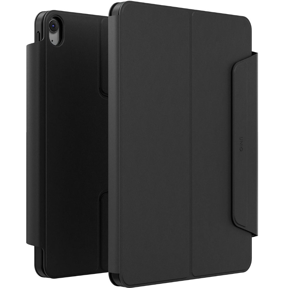 Uniq iPad 2025 10.9 (10.Nesil) Rovus Snapmount 360 Derece Dönebilen Manyetik Tablet Kılıfı Siyah