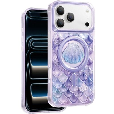 Keephone iPhone 17 Pro Iceland Simli Magsafe Kılıf - Mor