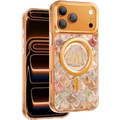 Keephone iPhone 17 Pro Max Iceland Simli Magsafe Kılıf - Turuncu
