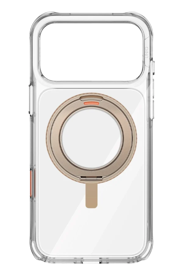 Uniq Apple iPhone 17 Pro Max Swivix Rotating Kickstand Kılıf Şeffaf Gold - Görsel 3