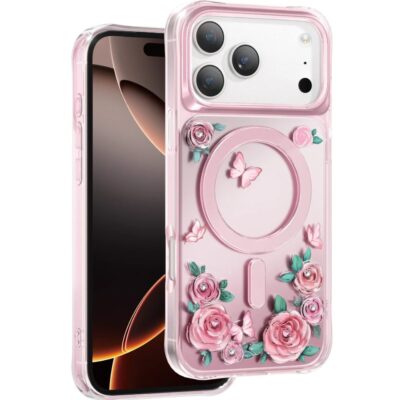 Keephone iPhone 17 Pro Max Roseland Magsafe Kılıf - Pembe