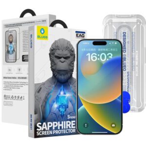 Blueo Sapphire iPhone 16 Pro Max 9 MOhs %99.99 Orijinal Safir Şeffaf Ekran Koruyucu (Uygulama Aparatlı)