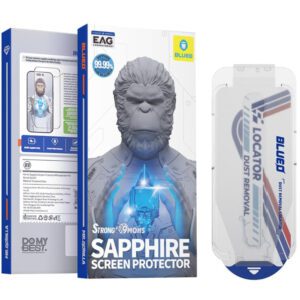 Blueo Sapphire iPhone 17 Pro Max 9 MOhs %99.99 Orijinal Safir Şeffaf Ekran Koruyucu (Uygulama Aparatlı)