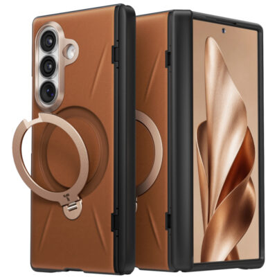 Torras Galaxy Z Fold 8 Ultra Ostand Q3 VegSkin 2 Adet Ekran Koruyuculu Magsafe Kılıf - Kahverengi