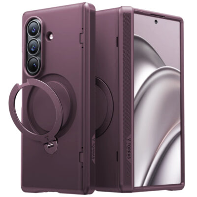 Torras Galaxy Z Fold 8 Ultra 2 Adet Ekran Koruyuculu O Stand Spin Magsafe Kılıf - Mor