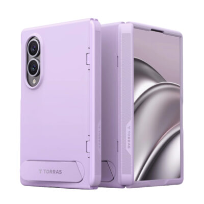 Torras Galaxy Z Fold 8 Ostand L1 2 Adet Ekran Koruyuculu Standlı Magsafe Kılıf - Açık Mor