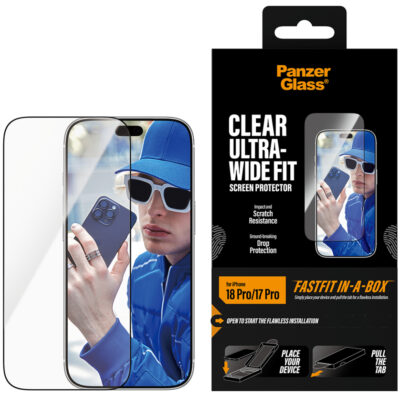PanzerGlass iPhone 18 Pro Ultra-Wide Fit FastFit In-A-Box Cam Ekran Koruyucu – Şeffaf